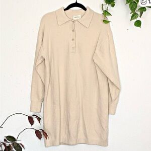 Cream Collared Sweater Dress WILFRED Aritzia Size SM